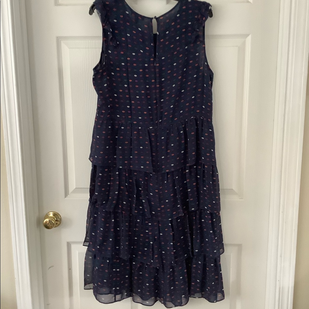 J.crew navy blue lip print dress NWT size 14